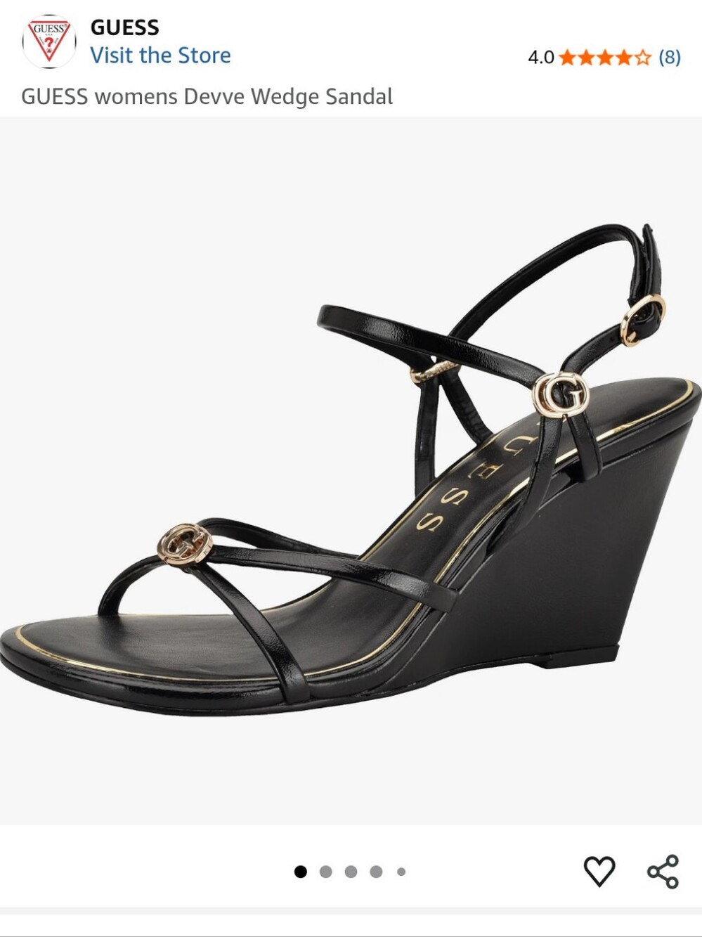 GUESS Black Wedge Sandal with Gold Accents